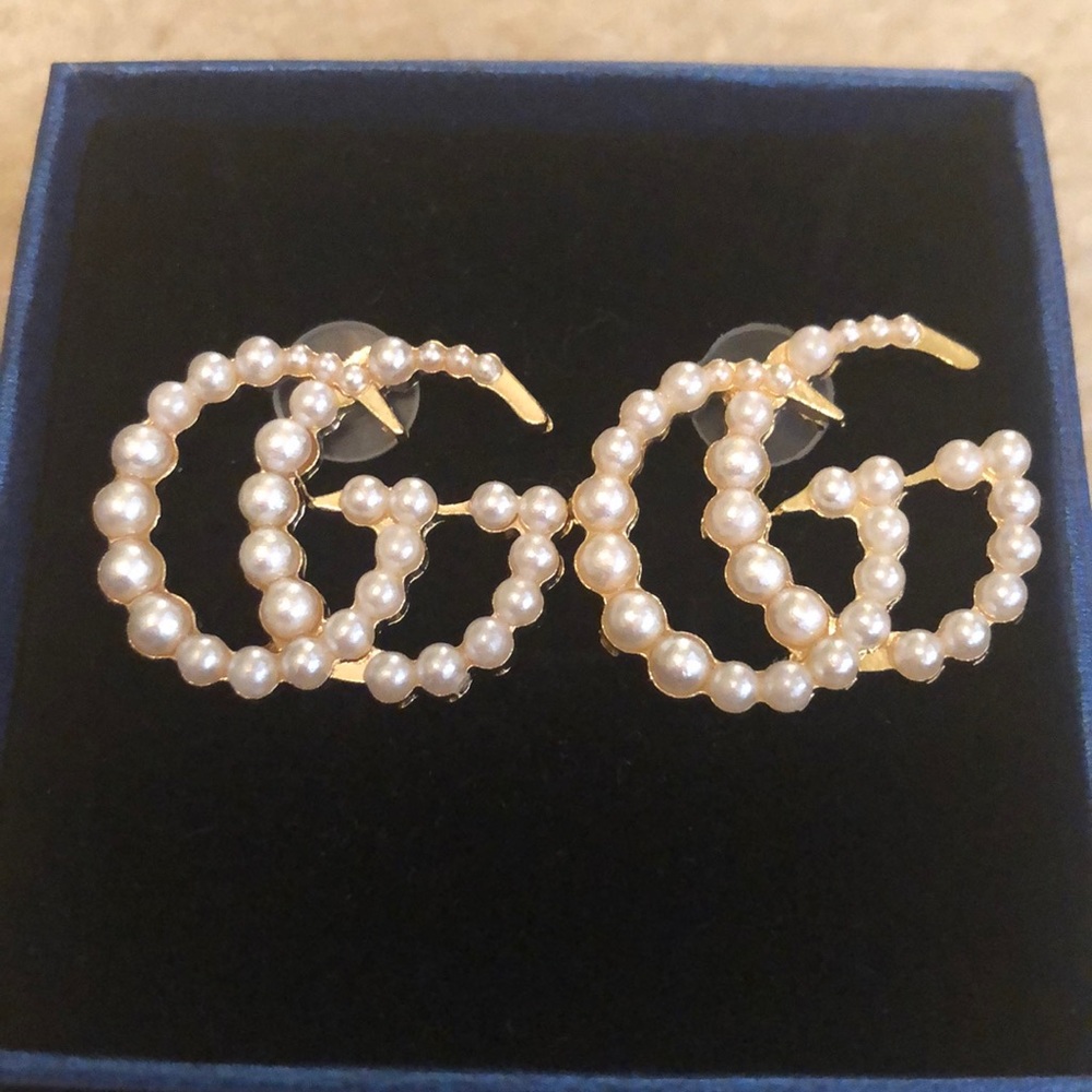 New Pearl and Gold “G” Earrings